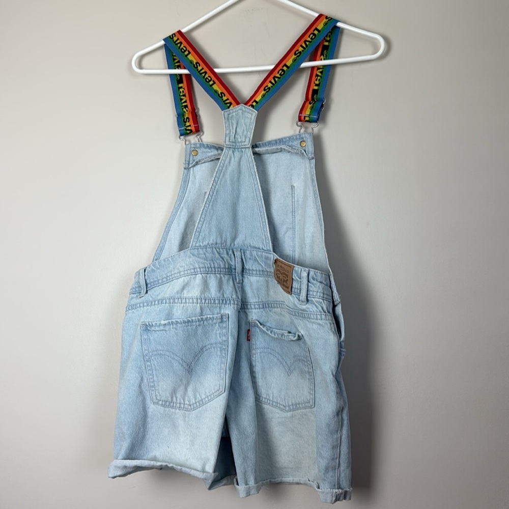 Levi's LITTLE GIRLS DENIM SHORTALLS Blue Denim Overalls with Colorful Straps - Picture 6 of 11